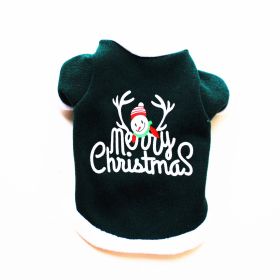 Pet Clothing Dog Warm Embroidery Christmas Style (Option: green-M)
